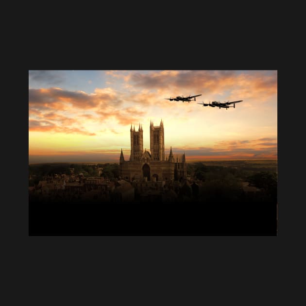 Lancs over Lincoln by aviationart