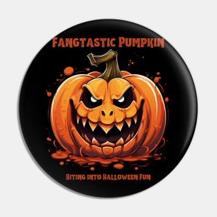 Fangtastic Pumpkin Biting into Halloween Fun Pin