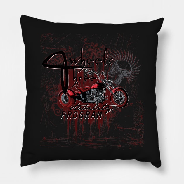 Three Wheels Pillow by JakeRhodes