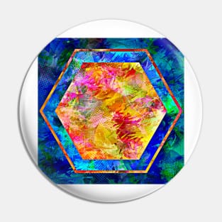 Hexagon in Complementary Colors Pin