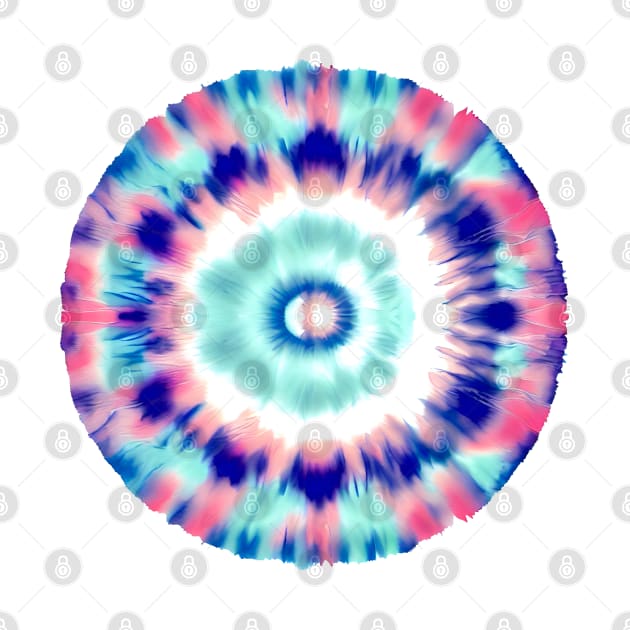 Pink and teal tie dye pattern circle, boho yoga design by craftydesigns