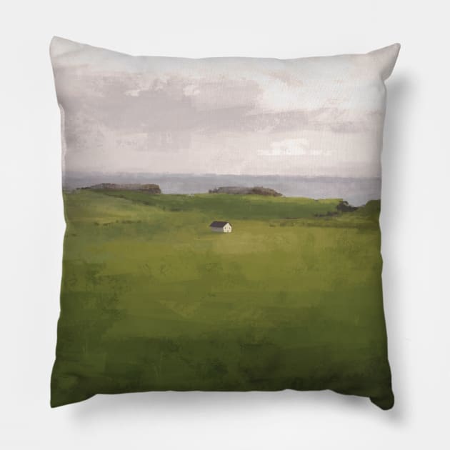 Irish-inspired landscape Pillow by chervenyakova