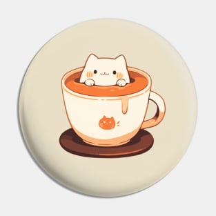 Kawaii kitten in a cup Pin