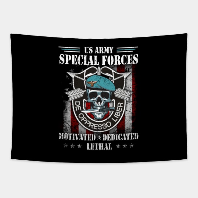 US Army Special Forces Group Skull  De Oppresso Liber SFG - Gift for Veterans Day 4th of July or Patriotic Memorial Day Tapestry by Oscar N Sims