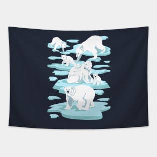 Save the Polar Bear (navy) Tapestry