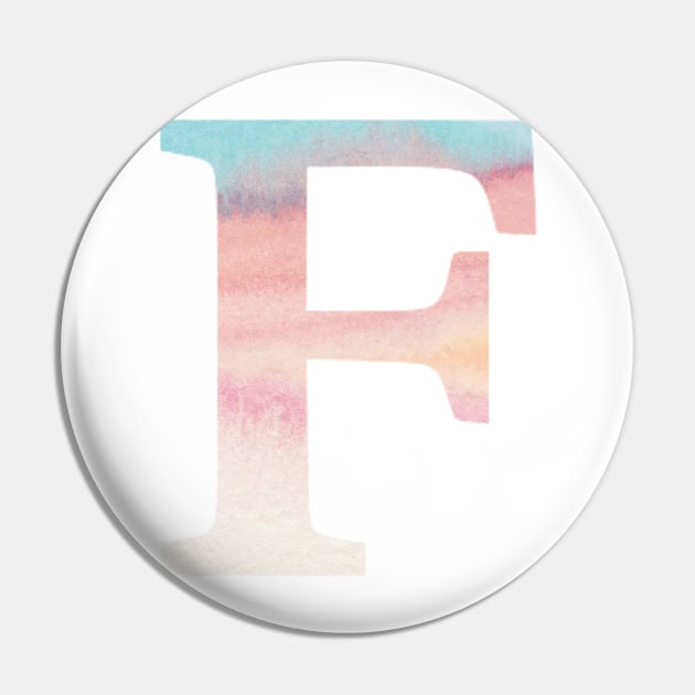 The Letter F Rainbow Watercolor Pin by Claireandrewss