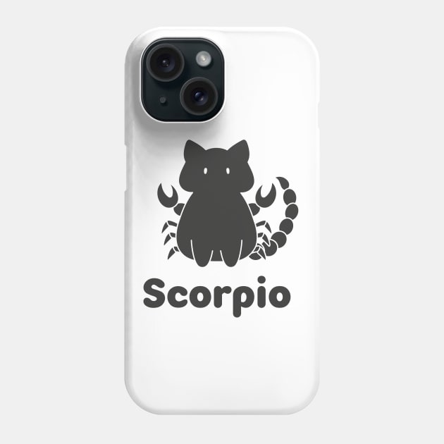 Scorpio Cat Zodiac Sign with Text (Black and White) Phone Case by artdorable