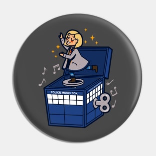 Cute Female Doctor Time Traveller Sci-fi Music Box Cartoon Pin