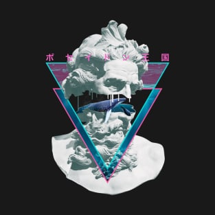 Vaporwave Poseiden Statue Bust Retro 80s King Of The Sea Art T-Shirt