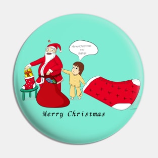 Merry Christmas Santa Claus with a cute little girl Pin