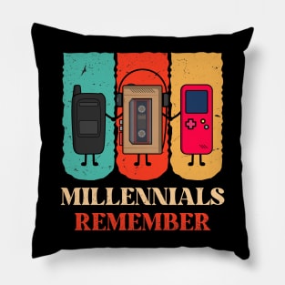 Millennials Remember Retro Vintage Novelty Funny Design Pillow