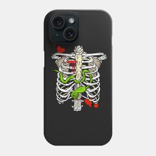 Halloween Skeleton Ribcage and Green Viper Snake Phone Case