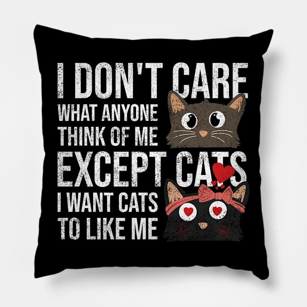 I Dont Care What Anyone Think Of Me Expect Cats I Want Cats To Like Me Pillow by Rishirt