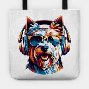 Skye Terrier Smiling DJ with Headphones and Sunglasses Tote