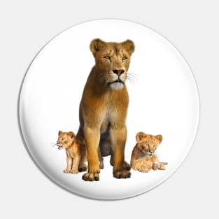 Lioness and cubs Pin