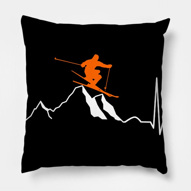 Heartbeat Skiing Pillow by Creastorm