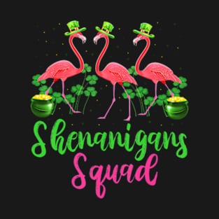 Shenanigan Squad Irish Flamingo Leprechaun St Patrick's Day T-Shirt