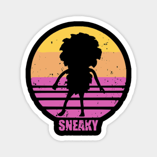 Bigfoot silhouette sneaky sasquatch for camper person love outdoors camping in retro design distressed sunset Magnet