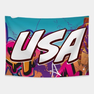 USA Graffiti Tapestry