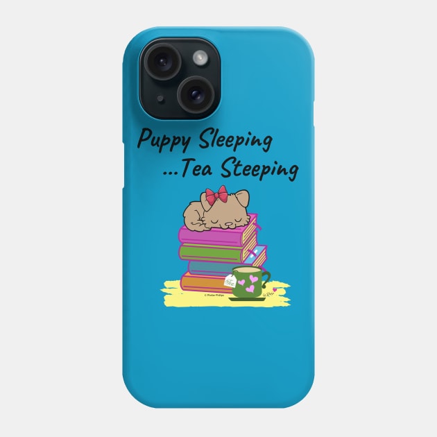 Puppy Sleeping, Tea Steeping Phone Case by Phebe Phillips