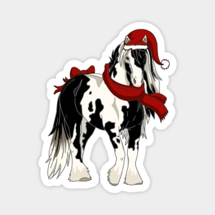 Irish cob horse with Christmas hat and scarf Magnet