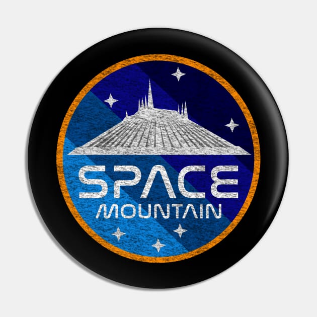 Space Mountain (distressed) Pin by Yellow Hexagon Designs