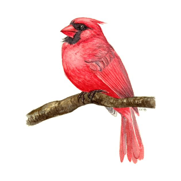 Cardinal bird watercolor by katerinamk