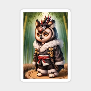 A Cute Samurai Owl Magnet