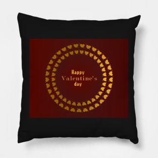 Golden hearts over red background Pillow