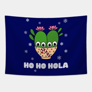 Ho Ho Hola - Cacti Couple In Christmas Candy Cane Bowl Tapestry