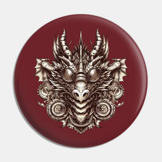 Wild Steampunk Fantasy Dragon Pin by Organicgal Graphics