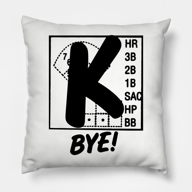 Strikeout Baseball K Bye Strike 3 Pitcher Funny Baseball Tailgate Pillow by TeeCreations