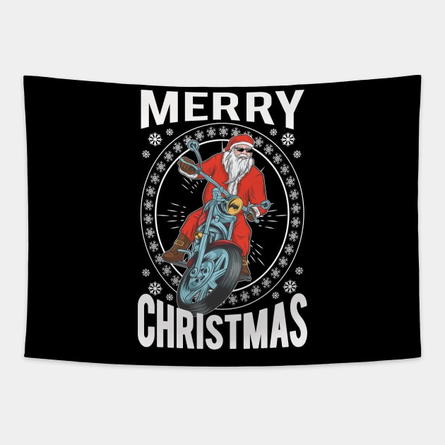 Merry Christmas Santa Claus Motorcycle Tapestry by Hariolf´s Mega Store