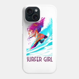 surfer girl, beach surf, wave riding, v3 Phone Case