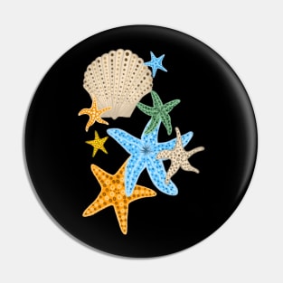 Starfishes and Seashells Pin
