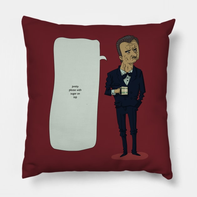 Mr Wolf from Pulp Fiction Pillow by juhaszmark