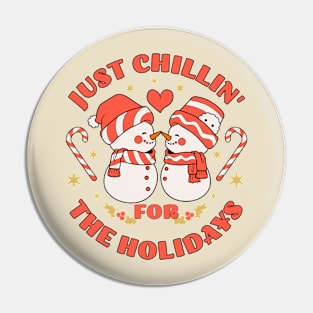 Just Chillin' for the Holidays Snowman in Love Pin