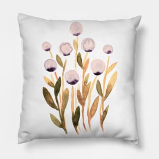 Simple watercolor flowers - purple and olive Pillow