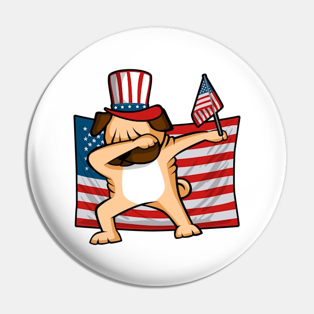 Dab For Freedom Pug American Flag Pin by teevisionshop