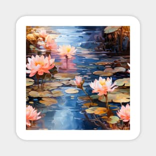 Monet Style Water Lilies 15 Magnet