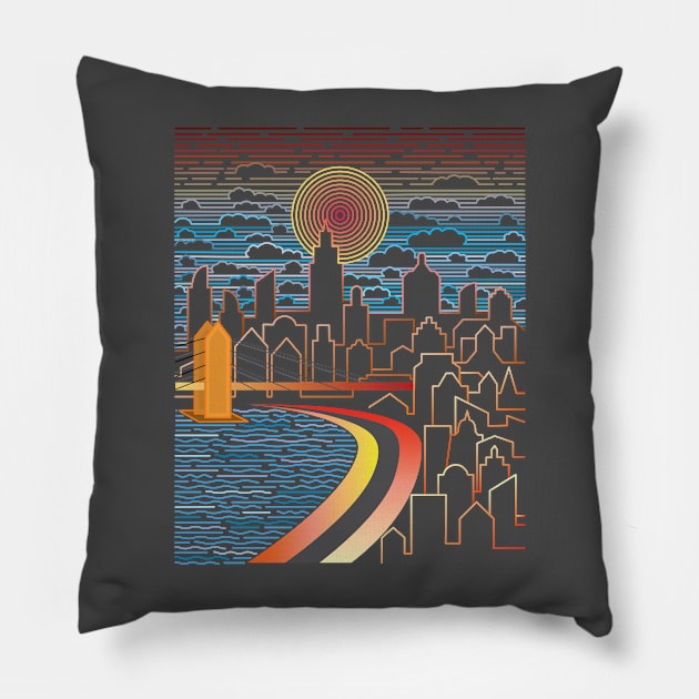 Life in urban areas that never sleep Pillow by tepy 