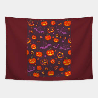 Halloween Spooky Orange Pumpkin Pattern Tapestry