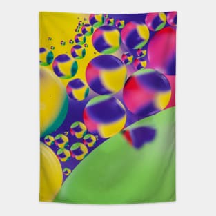 Colorful close up of oil drops in water Tapestry