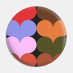 Groovy Geometric Decor - Retro Heart Shapes No.002 / Nostalgic Shades Pin