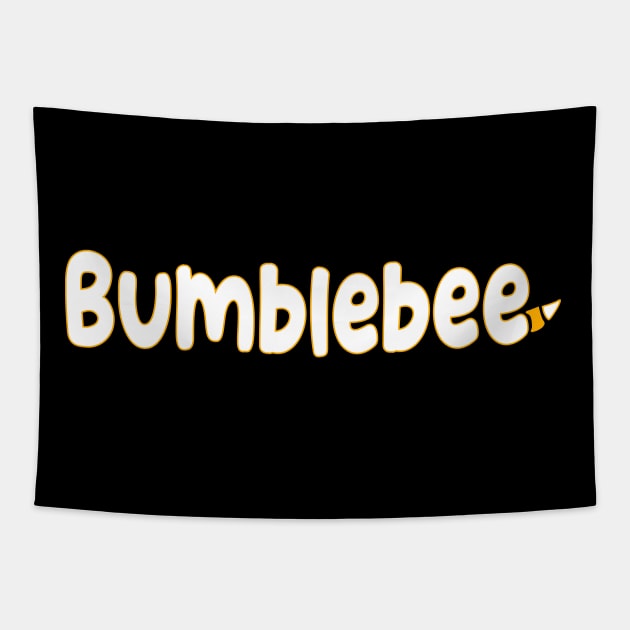 Bumblebee With Sting White Graphic Word Tapestry by K0tK0tu