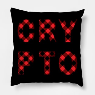 Crypto Red Plaid Pillow