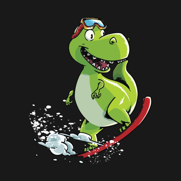 Snowboarding Dinosaur - Tyrannosaurus On A Snowboard by iHeartDinosaurs