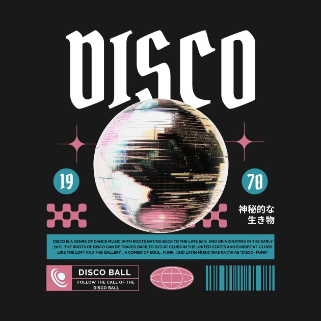 DISCO  - Grainy Mirror Ball  (white/pink/teal) by DISCOTHREADZ 