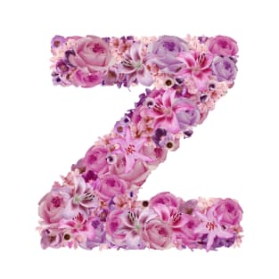 Pink Floral Letter Z T-Shirt