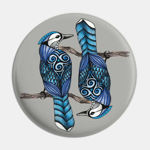 Blue Jay Spirit Animal Design Pin by FreeSpiritMeg